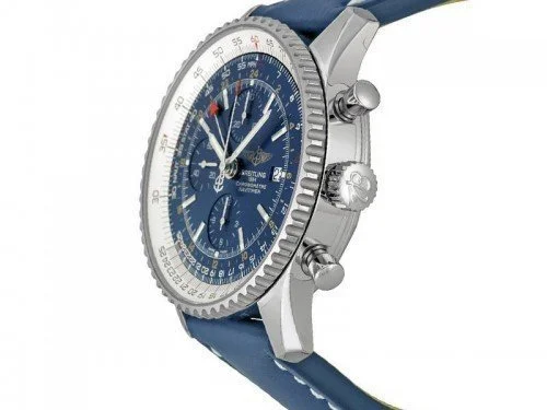 Breitling Navitimer AB012721-C889-747P World GMT 46mm Mens Watch caliber 24 side view @majordor #majordor