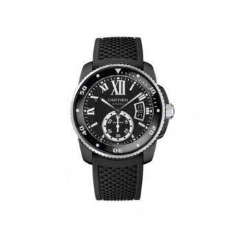 Calibre de Cartier WSCA0006 Diver Automatic Black ADLC Watch Caliber 1904-PS MC @majordor #majordor front view