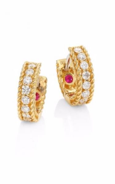 Roberto Coin Ladies White Rose Yellow Gold Diamonds Luxury Earrings