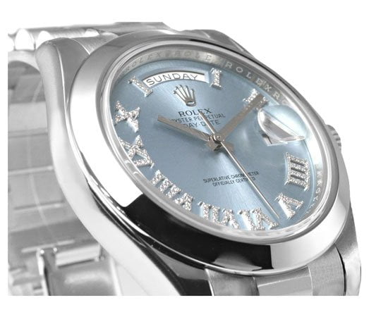 Rolex President Day-Date II Ice Blue Dial Platinum Mens Watch 218206 Review