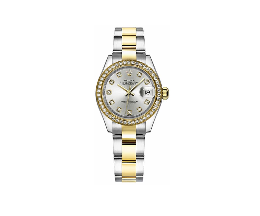 Ladies Rolex Datejust 279383RBR-SLVDO 28 Diamonds Watch 