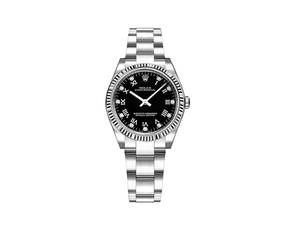 Rolex Oyster Perpetual 177234-BLKRDO 31mm Womens Luxury Watch 