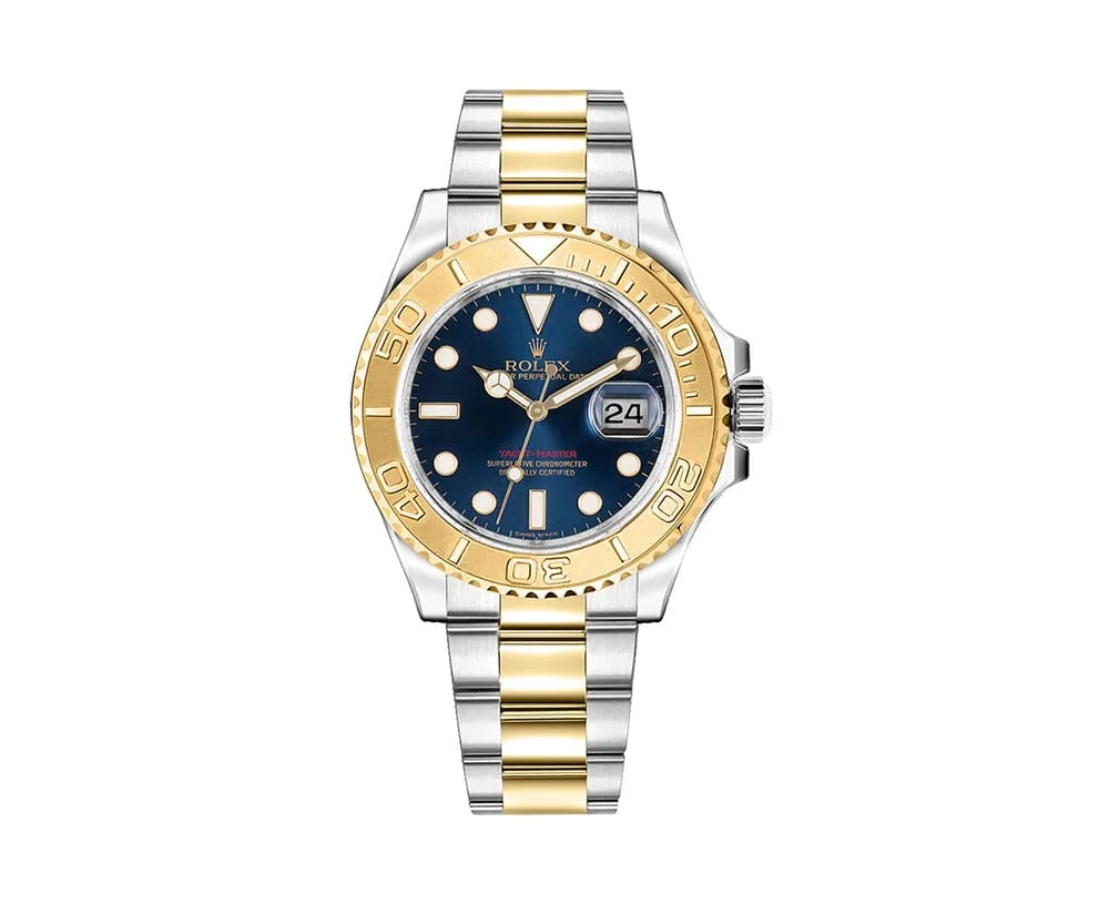 Rolex Steel and Yellow Gold Yacht-Master 35 Watch - White Dial - 168623 w
