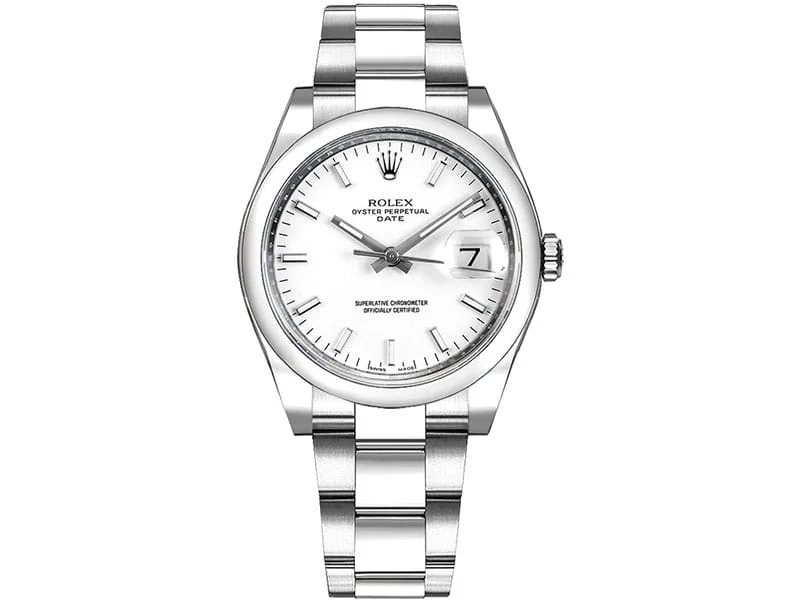 115200 Rolex Oyster Perpetual Date 34 White Dial Lady Watch whtso caliber 3135