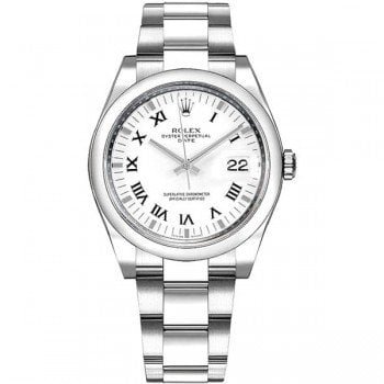 Rolex 115200 whtrso Datejust 34mm White Dial Watch