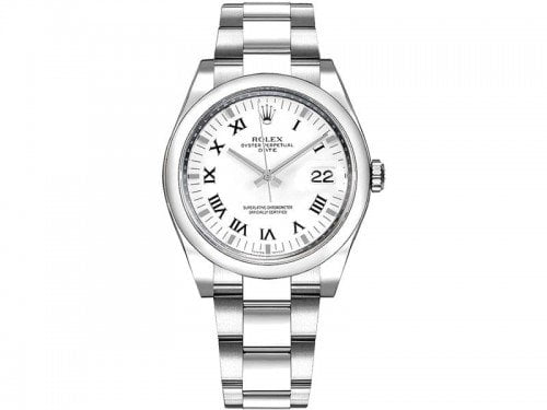 Rolex 115200 whtrso Datejust 34mm White Dial Watch