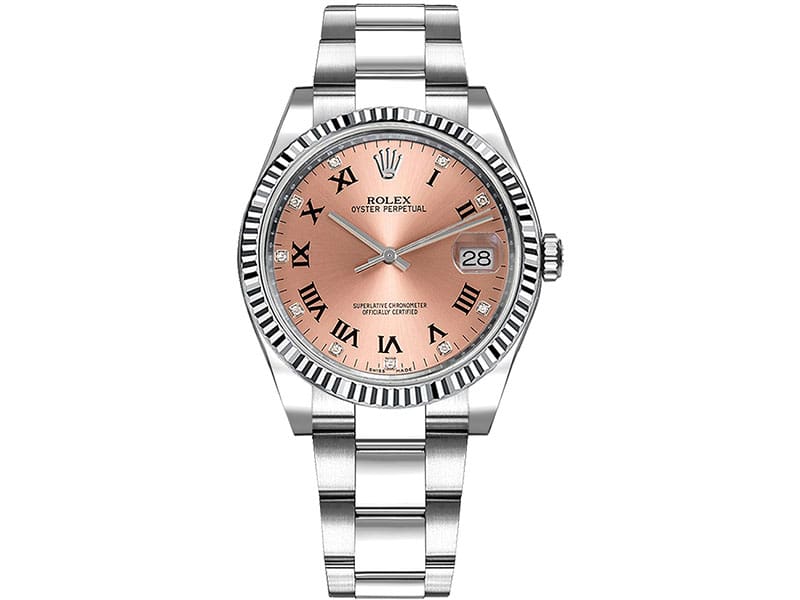 115234 Rolex Date pnkdro Oyster Perpetual 34 Silver Dial Lady Watch @majordor #majordor