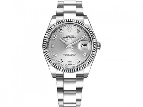 115234 Rolex Date slvdao Oyster Perpetual 34 Black Dial Lady Watch Diamonds on dial caliber 3135