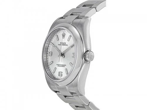 Rolex 116000 SLVASO Oyster Perpetual 36 Silver Dial Ladies Watch caliber 3130 side view