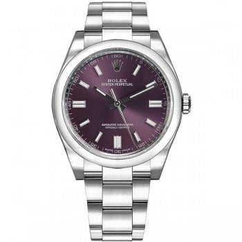 Rolex 116000 rdgso Oyster Perpetual 36 Grape Red Dial Ladies Watch