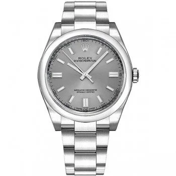 Rolex 116000 rdhso Oyster Perpetual 36 Rhodium Grey Dial Ladies Watch
