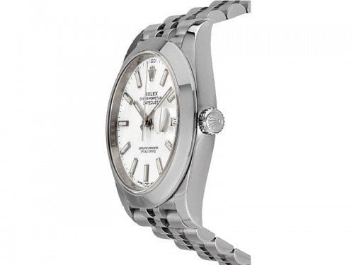 Rolex Datejust 126300 whtsj 41 White Dial Jubilee Steel Bracelet Watch side view