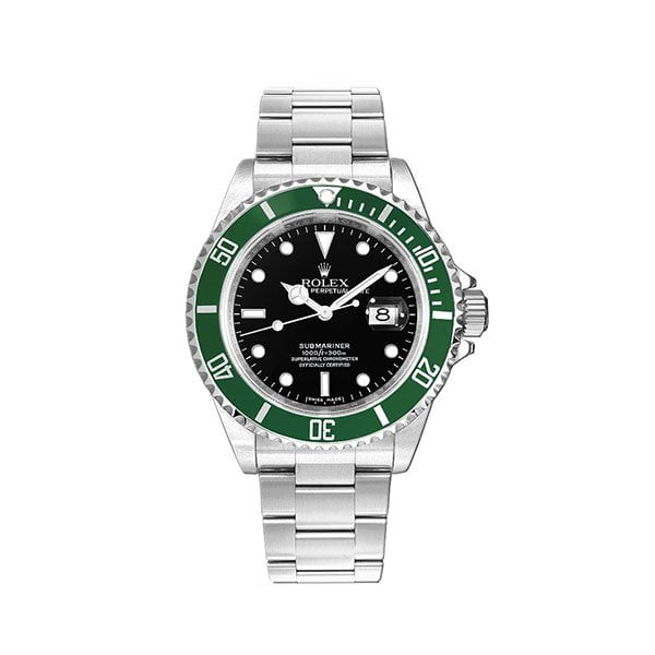 Rolex Men's Submariner Date Watch 16610LV - Black Dial - Oystersteel Case - Bezel with Green Cerachrom Insert in Ceramic - Oystersteel Oyster Bracelet