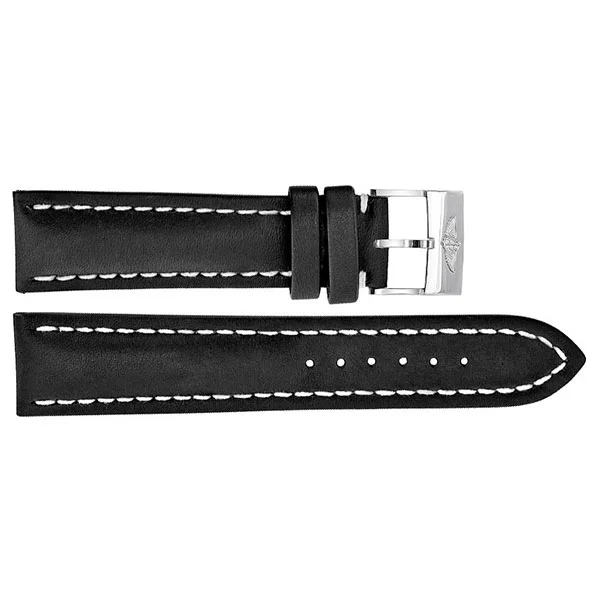 441X Breitling 24mm Black Replacement Leather Strap