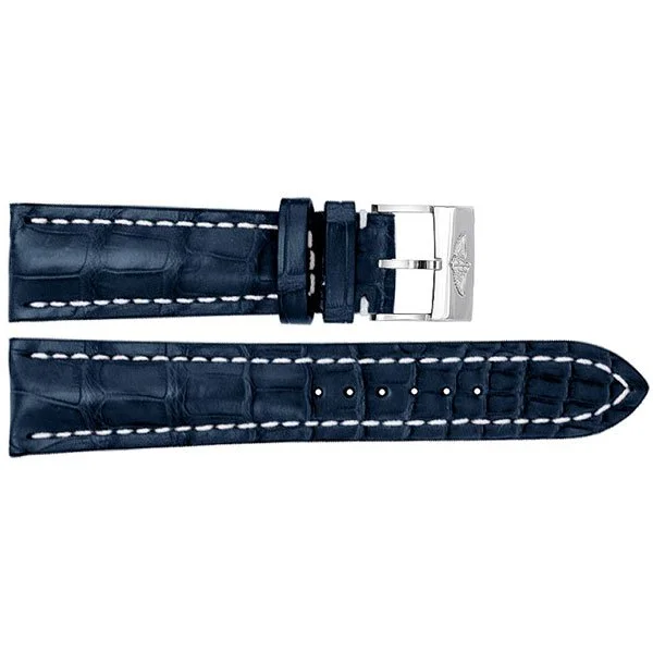 746P Breitling 24mm Blue Crocodile Replacement Leather Strap