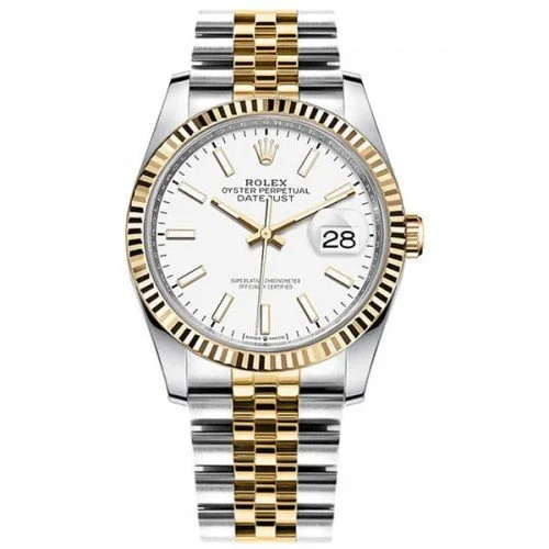 M126233-0019 Rolex Datejust 126233 WHTSJ 36mm Yellow Rolesor Ladies Watch